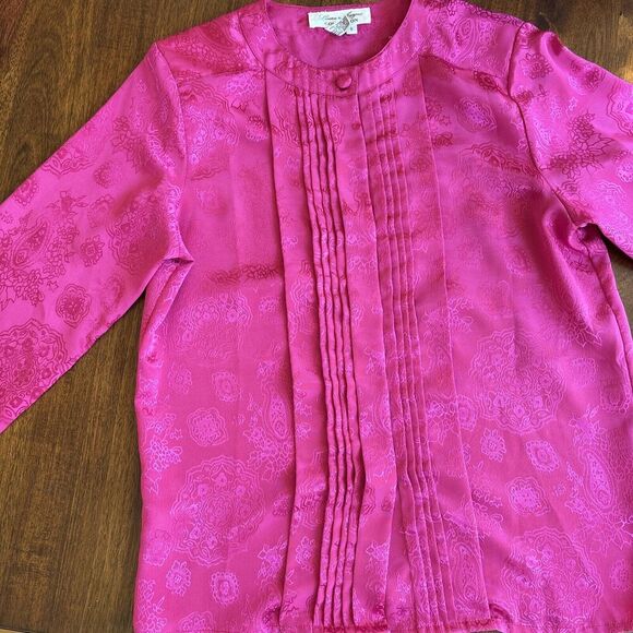 Vintage Laura and Jayne Collection blouse womens size 6 Fuschia - Picture 3 of 8